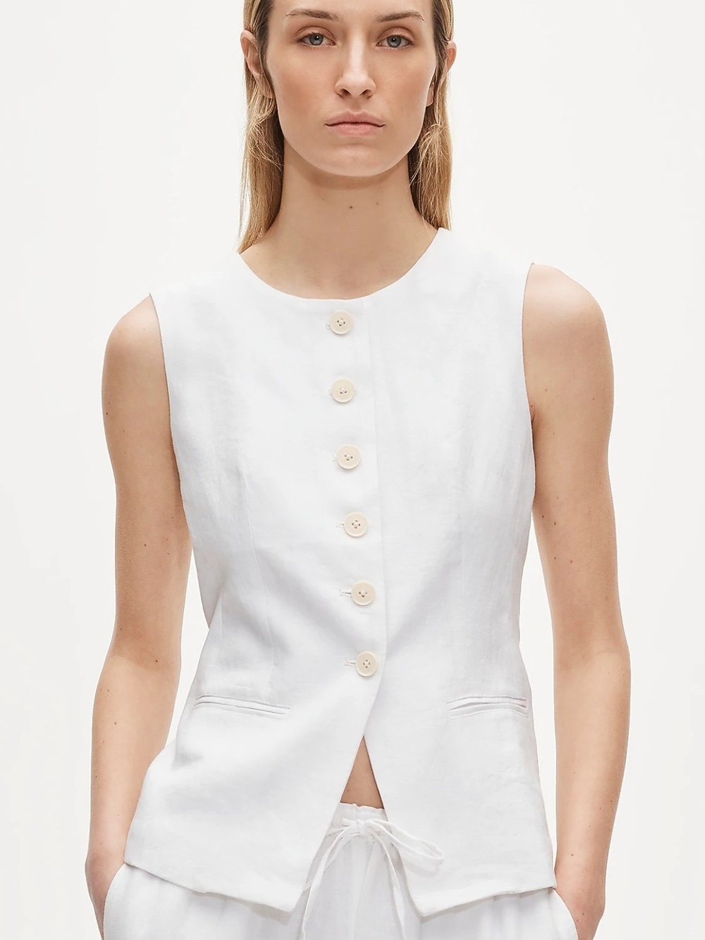 J.Crew Cutaway Vest Top In Linen